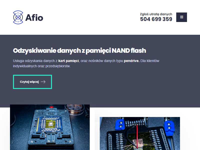 Afio: profesjonalne odzyskanie ważnych informacji z pamięci i z NAND flash 